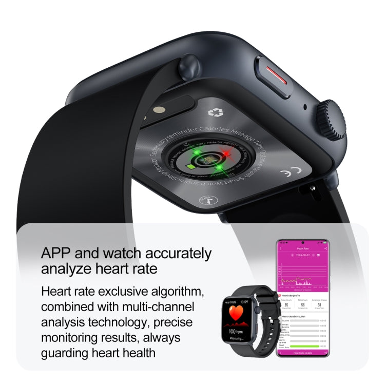 T92 1.81 inch IPS Square Screen Smart Watch, Heart Rate / Blood Oxygen / Blood Pressure(Red) by bashfashion