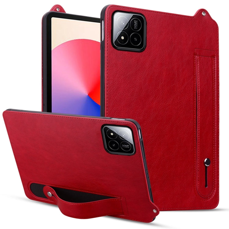 For Xiaomi Pad 8 / 8 Pro / 7 / 7 Pro TPU Leather Back Tablet Case with Wristband(Red) by bashfashion