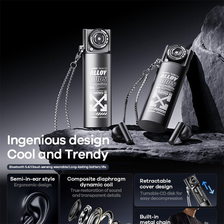 REMAX AlloyBuds M5 Metal CD Level Stereo Wireless Bluetooth Earphone(Black) by REMAX