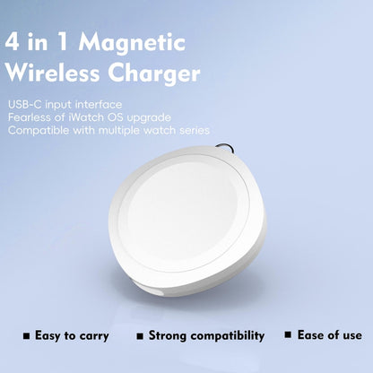4 in 1 Portable Smart Watch Magnetic Wireless Charger(White) by bashfashion