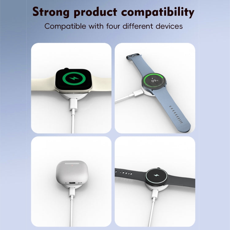 4 in 1 Portable Smart Watch Magnetic Wireless Charger(White) by bashfashion