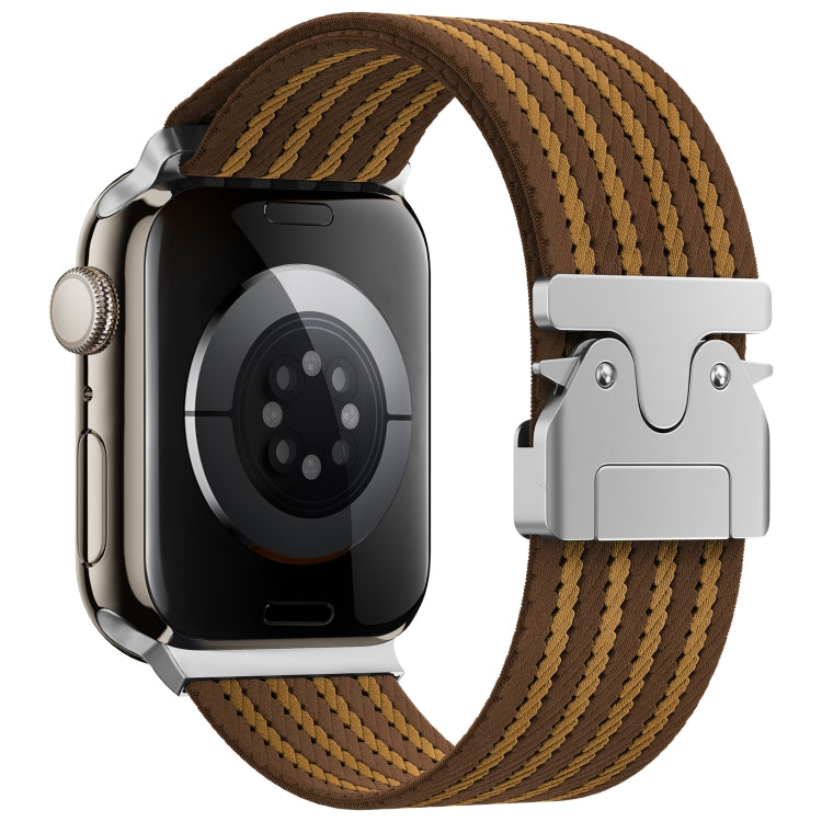 For Apple Watch 46mm / 49mm / 45mm / 44mm Parachute Buckle 4-Stripe Braided Nylon Watch Band(Brown Khaki) by bashfashion