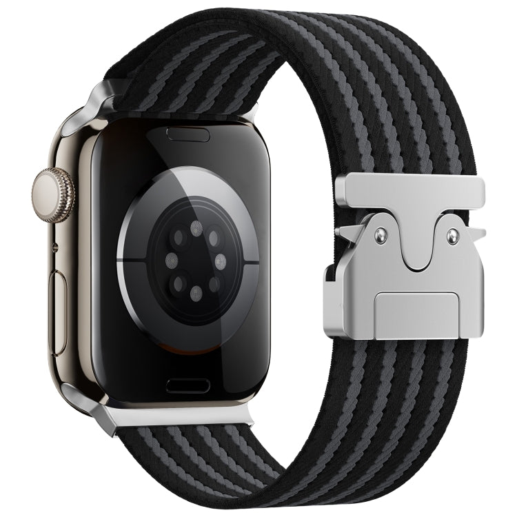 For Apple Watch 46mm / 49mm / 45mm / 44mm Parachute Buckle 4-Stripe Braided Nylon Watch Band(Black Grey) by bashfashion