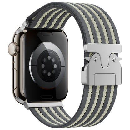 For Apple Watch 46mm / 49mm / 45mm / 44mm Parachute Buckle 4-Stripe Braided Nylon Watch Band(Grey Light Yellow) by bashfashion