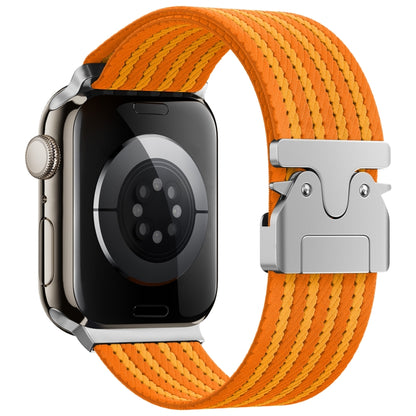 For Apple Watch 46mm / 49mm / 45mm / 44mm Parachute Buckle 4-Stripe Braided Nylon Watch Band(Orange Yellow) by bashfashion