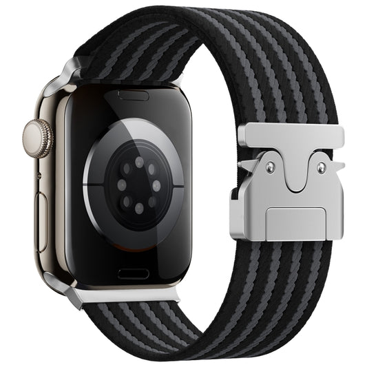 For Apple Watch 42mm / 41mm / 40mm / 38mm Parachute Buckle 4-Stripe Braided Nylon Watch Band(Black Grey) by bashfashion