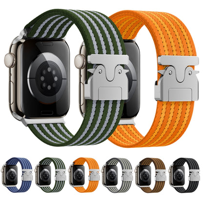 For Apple Watch 46mm / 49mm / 45mm / 44mm Parachute Buckle 4-Stripe Braided Nylon Watch Band(Brown Khaki) by bashfashion