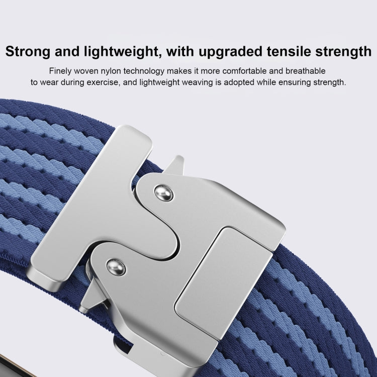 For Apple Watch 46mm / 49mm / 45mm / 44mm Parachute Buckle 4-Stripe Braided Nylon Watch Band(Grey Light Yellow) by bashfashion