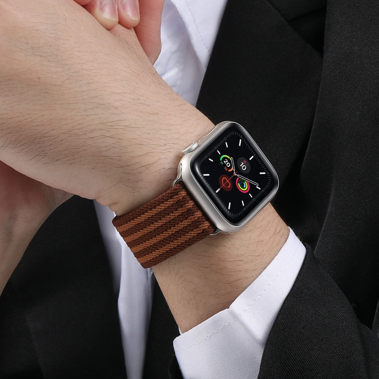 For Apple Watch 46mm / 49mm / 45mm / 44mm Parachute Buckle 4-Stripe Braided Nylon Watch Band(Brown Khaki) by bashfashion