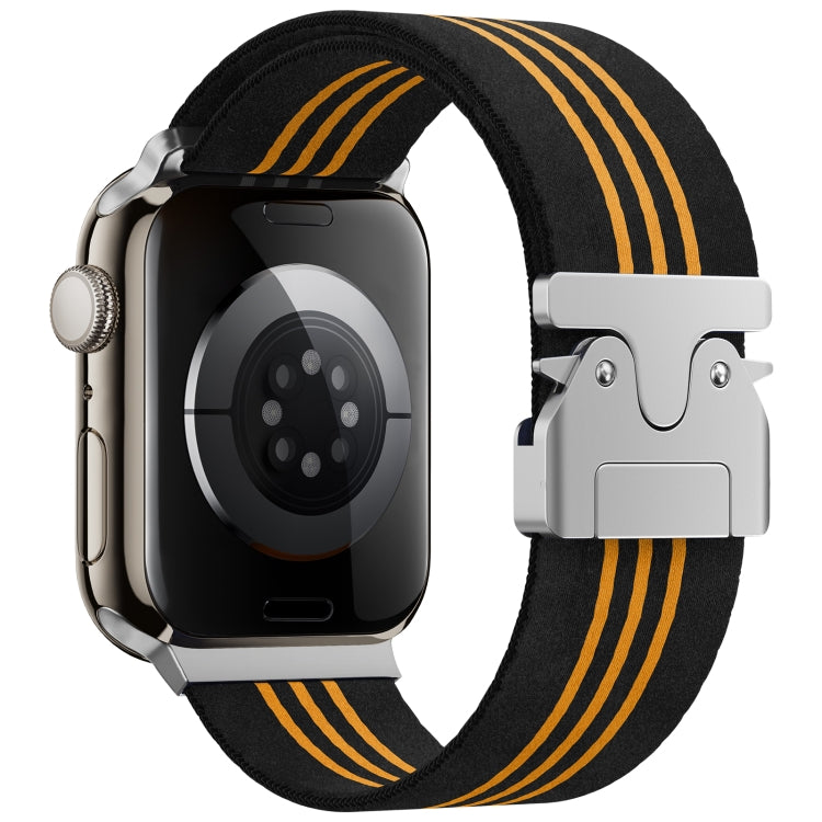 For Apple Watch 46mm / 49mm / 45mm / 44mm Parachute Buckle 3-Stripe Braided Nylon Watch Band(Black Orange) by bashfashion