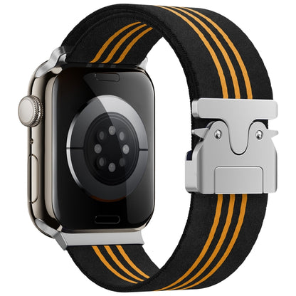 For Apple Watch 46mm / 49mm / 45mm / 44mm Parachute Buckle 3-Stripe Braided Nylon Watch Band(Black Orange) by bashfashion