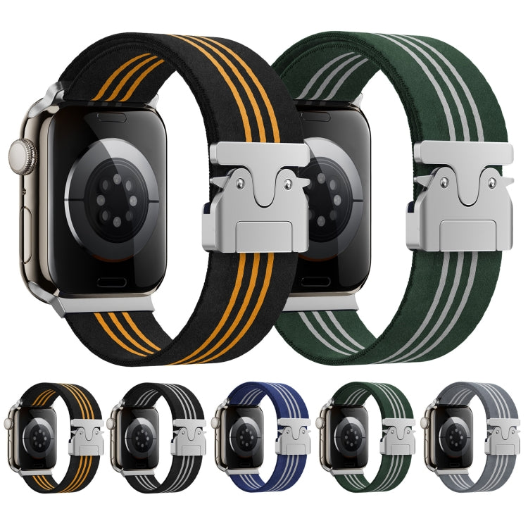 For Apple Watch 46mm / 49mm / 45mm / 44mm Parachute Buckle 3-Stripe Braided Nylon Watch Band(Black Orange) by bashfashion