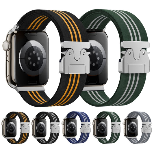 For Apple Watch 42mm / 41mm / 40mm / 38mm Parachute Buckle 3-Stripe Braided Nylon Watch Band(Grey White) by bashfashion