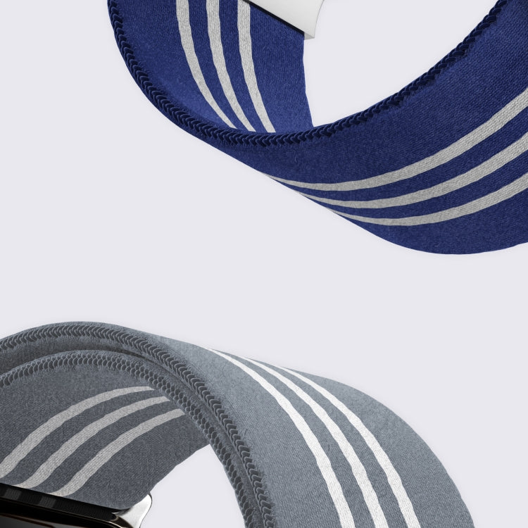 For Apple Watch 42mm / 41mm / 40mm / 38mm Parachute Buckle 3-Stripe Braided Nylon Watch Band(Blue White) by bashfashion