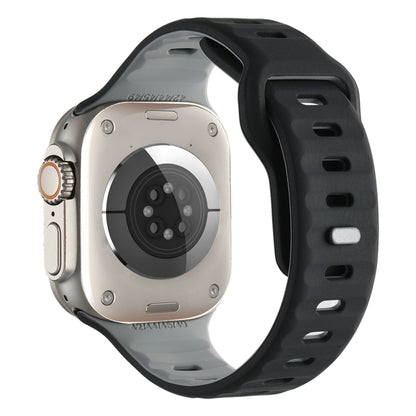 For Apple Watch 46mm / 49mm / 45mm / 44mm Horizontal Stripes Two-Color Silicone Watch Band(Black Grey) by bashfashion