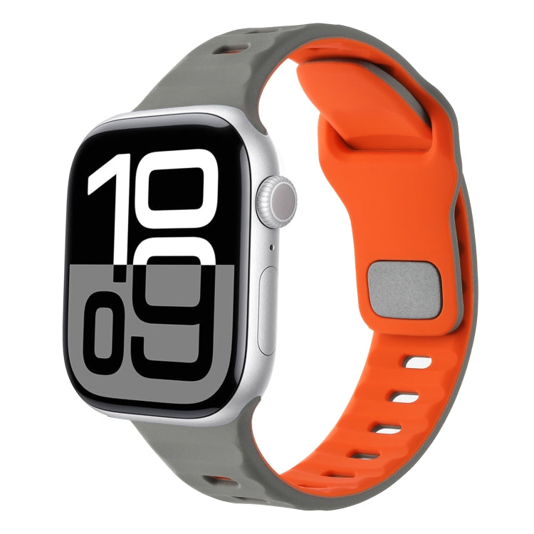 For Apple Watch 42mm / 41mm / 40mm / 38mm Horizontal Stripes Two-Color Silicone Watch Band(Grey Orange) by bashfashion