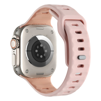 For Apple Watch 42mm / 41mm / 40mm / 38mm Horizontal Stripes Two-Color Silicone Watch Band(Pink Sand) by bashfashion