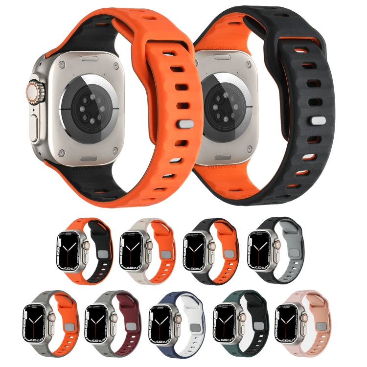 For Apple Watch 42mm / 41mm / 40mm / 38mm Horizontal Stripes Two-Color Silicone Watch Band(Black Grey) by bashfashion