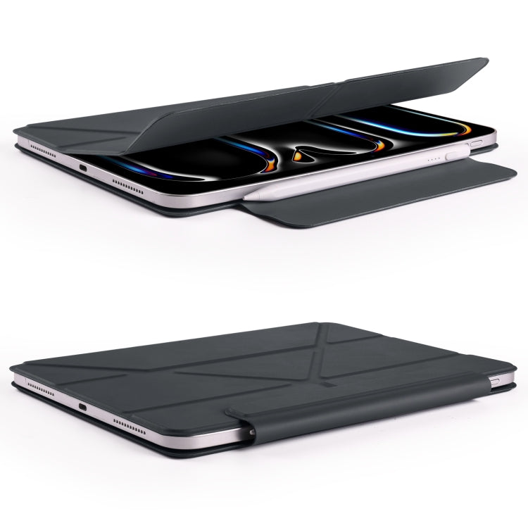 For iPad Pro 11 2025 / 2024 Fixed Buckle Magnetic Deformation Leather Tablet Case(Black) by bashfashion