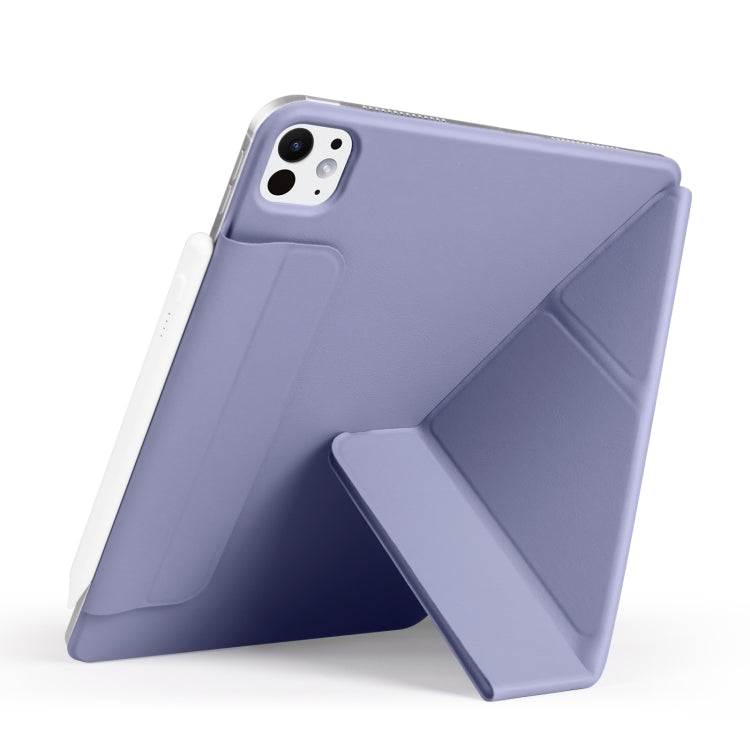 For iPad Pro 11 2025 / 2024 Fixed Buckle Magnetic Deformation Leather Tablet Case(Lavender Purple) by bashfashion