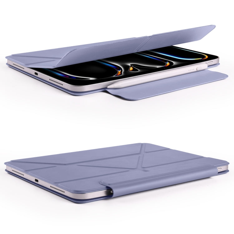 For iPad Pro 11 2025 / 2024 Fixed Buckle Magnetic Deformation Leather Tablet Case(Lavender Purple) by bashfashion