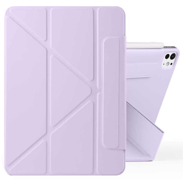 For iPad Pro 13 2025 / 2024 Fixed Buckle Magnetic Deformation Leather Tablet Case(Purple) by bashfashion