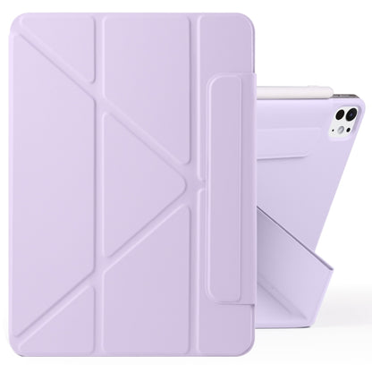 For iPad Pro 13 2025 / 2024 Fixed Buckle Magnetic Deformation Leather Tablet Case(Purple) by bashfashion