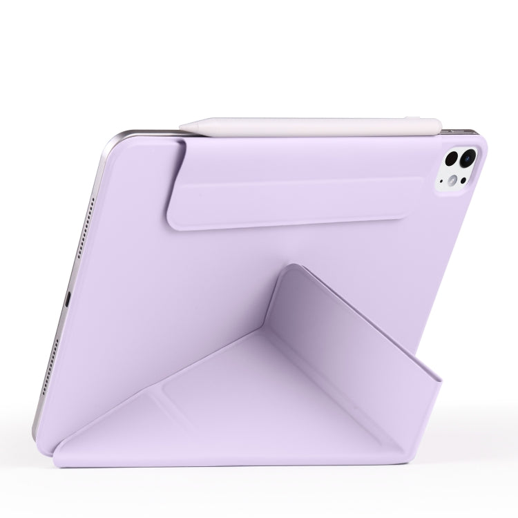 For iPad Pro 13 2025 / 2024 Fixed Buckle Magnetic Deformation Leather Tablet Case(Purple) by bashfashion
