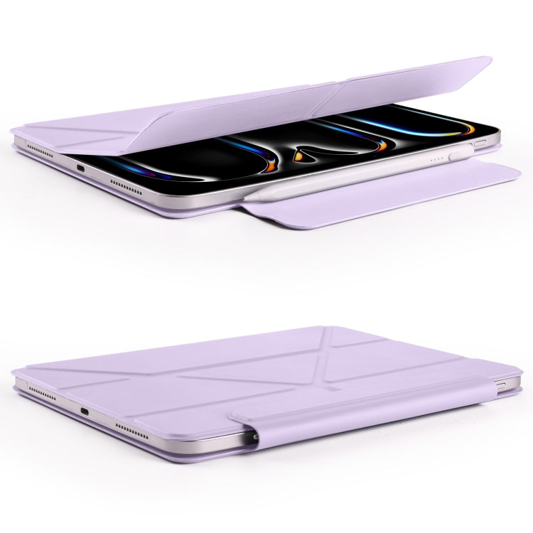 For iPad Pro 13 2025 / 2024 Fixed Buckle Magnetic Deformation Leather Tablet Case(Purple) by bashfashion