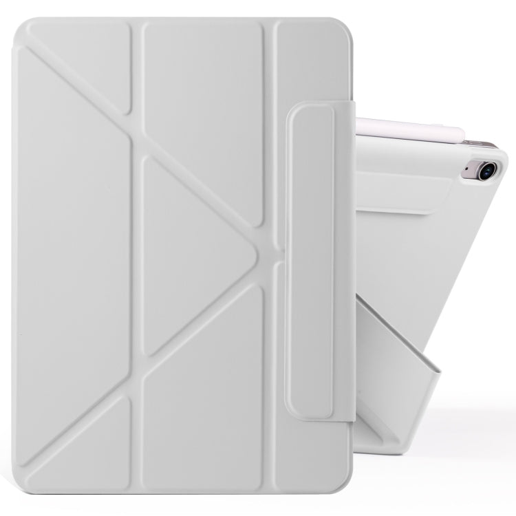 For iPad Air 13 2025 / 2024 Fixed Buckle Magnetic Deformation Leather Tablet Case(Grey) by bashfashion