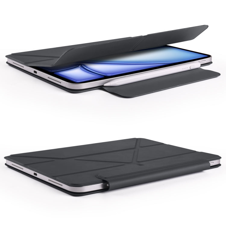 For iPad Air 11 2025 / 2024 / 10.9 2022 Fixed Buckle Magnetic Deformation Leather Tablet Case(Black) by bashfashion