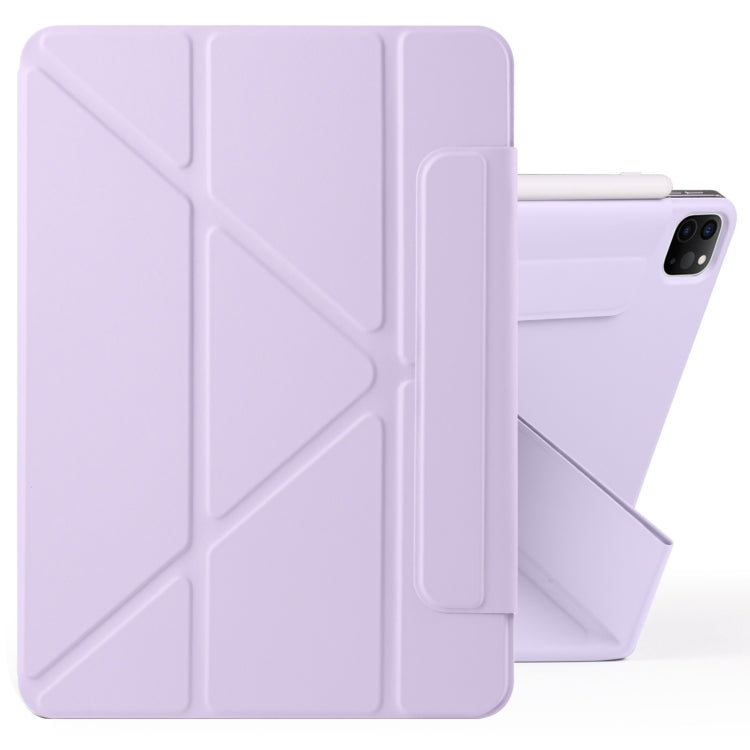 For iPad Pro 12.9 2022 / 2021 / 2020 Fixed Buckle Magnetic Deformation Leather Tablet Case(Purple) by bashfashion