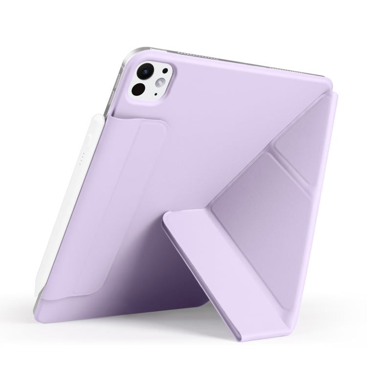For iPad Pro 12.9 2022 / 2021 / 2020 Fixed Buckle Magnetic Deformation Leather Tablet Case(Purple) by bashfashion