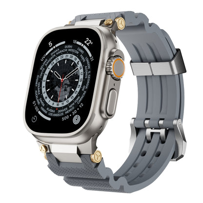 For Apple Watch 46mm / 49mm / 45mm / 44mm Cool Dual-Row Holes Silicone Watch Band(Grey Silver) by bashfashion