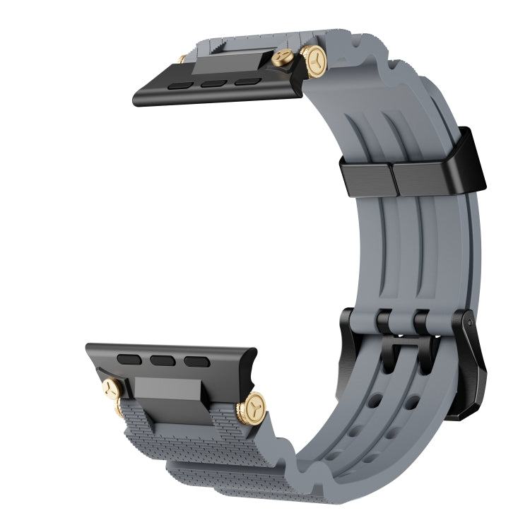 For Apple Watch 46mm / 49mm / 45mm / 44mm Cool Dual-Row Holes Silicone Watch Band(Grey Black) by bashfashion