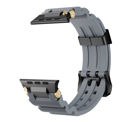 For Apple Watch 46mm / 49mm / 45mm / 44mm Cool Dual-Row Holes Silicone Watch Band(Grey Black) by bashfashion