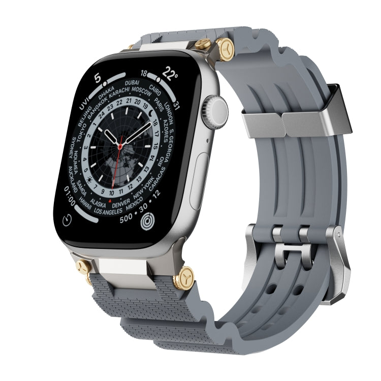 For Apple Watch 42mm / 41mm / 40mm / 38mm Cool Dual-Row Holes Silicone Watch Band(Grey Silver) by bashfashion