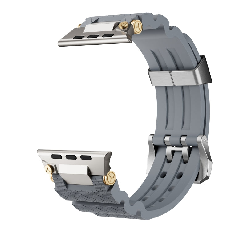 For Apple Watch 42mm / 41mm / 40mm / 38mm Cool Dual-Row Holes Silicone Watch Band(Grey Silver) by bashfashion
