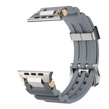For Apple Watch 42mm / 41mm / 40mm / 38mm Cool Dual-Row Holes Silicone Watch Band(Grey Silver) by bashfashion