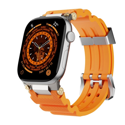 For Apple Watch 42mm / 41mm / 40mm / 38mm Cool Dual-Row Holes Silicone Watch Band(Orange Silver) by bashfashion