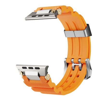 For Apple Watch 42mm / 41mm / 40mm / 38mm Cool Dual-Row Holes Silicone Watch Band(Orange Silver) by bashfashion
