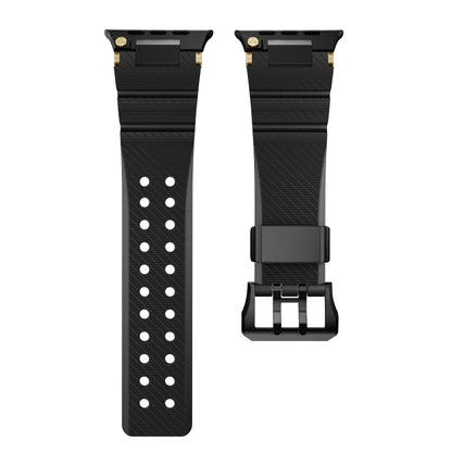 For Apple Watch 42mm / 41mm / 40mm / 38mm Cool Dual-Row Holes Silicone Watch Band(Black Black) by bashfashion