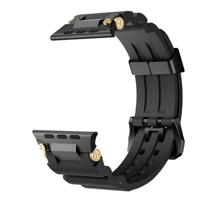 For Apple Watch 42mm / 41mm / 40mm / 38mm Cool Dual-Row Holes Silicone Watch Band(Black Black) by bashfashion
