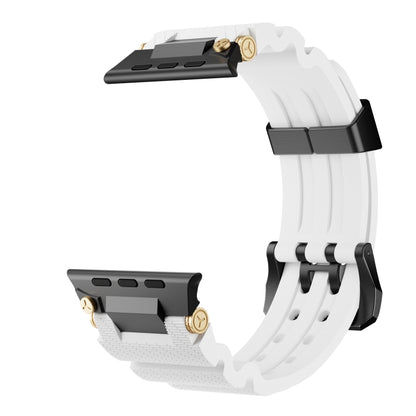 For Apple Watch 42mm / 41mm / 40mm / 38mm Cool Dual-Row Holes Silicone Watch Band(White Black) by bashfashion