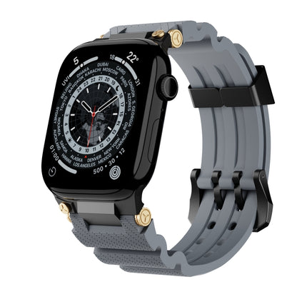 For Apple Watch 42mm / 41mm / 40mm / 38mm Cool Dual-Row Holes Silicone Watch Band(Grey Black) by bashfashion