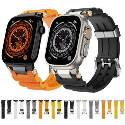 For Apple Watch 42mm / 41mm / 40mm / 38mm Cool Dual-Row Holes Silicone Watch Band(Orange Silver) by bashfashion