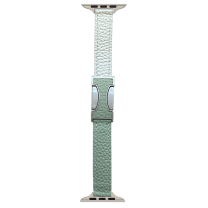 For Apple Watch 46mm / 49mm / 45mm / 44mm 14mm Magnetic Buckle Litchi Leather Watch Band(Green Beige) by bashfashion