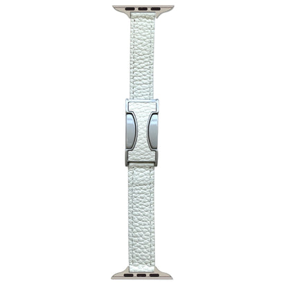 For Apple Watch 42mm / 41mm / 40mm / 38mm 14mm Magnetic Buckle Litchi Leather Watch Band(Beige) by bashfashion