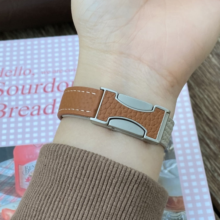 For Apple Watch 42mm / 41mm / 40mm / 38mm 14mm Magnetic Buckle Litchi Leather Watch Band(Wine Red) by bashfashion