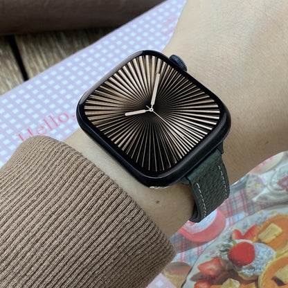 For Apple Watch 42mm / 41mm / 40mm / 38mm 14mm Magnetic Buckle Litchi Leather Watch Band(Green Beige) by bashfashion